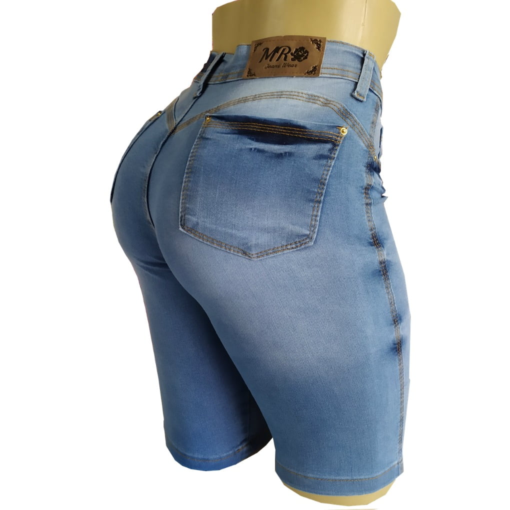 bermuda jeans feminina cos alto