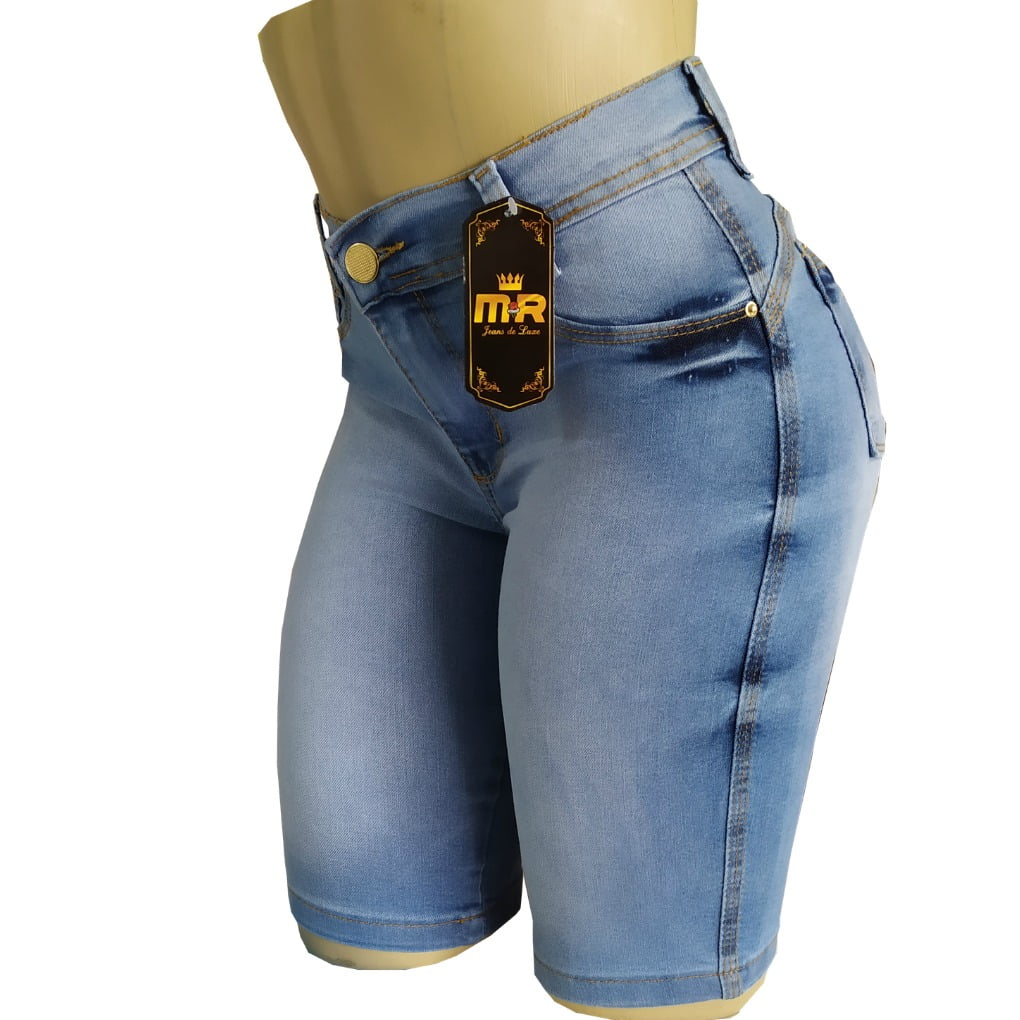 bermuda jeans comprida feminina
